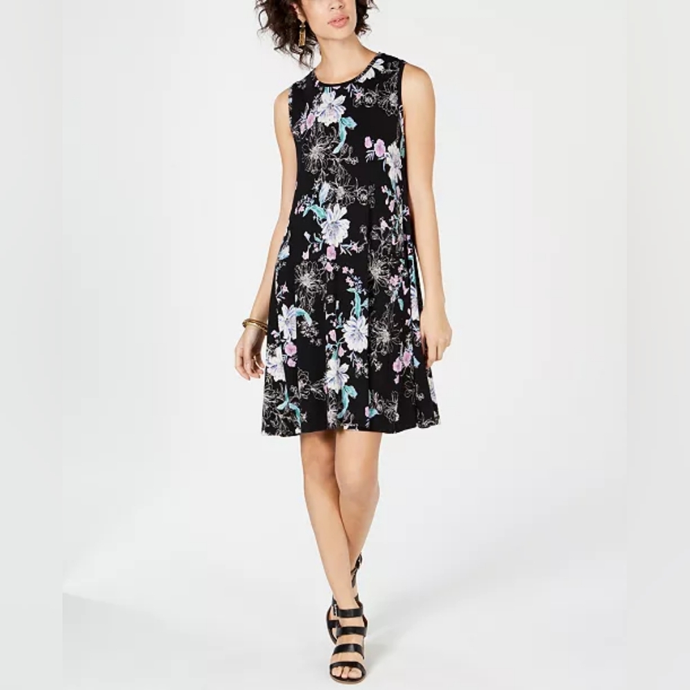 Floral Dress Sleeveless Dress Spring Dress Swing Dress Flowers Painters Palett - Picture 3 of 13